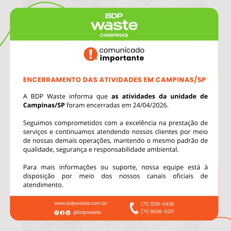 Aviso encerramento atividades em campinas/sp